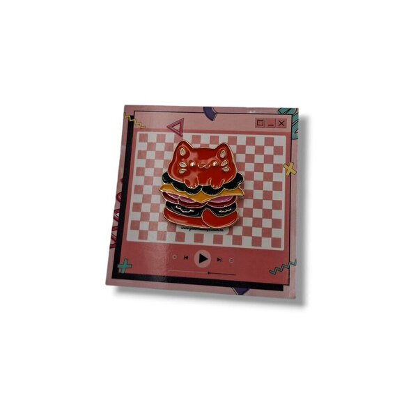 Burger Sandwich cat Pin/Brooch - Picture 3 of 7